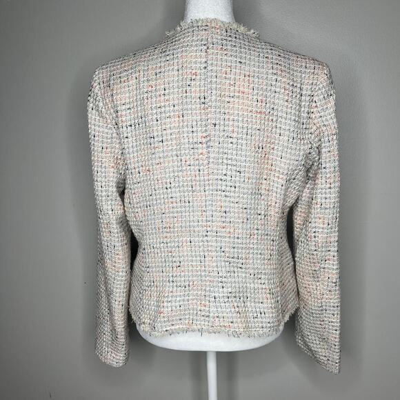 MNG by Mango Women's Tweed Speckled Blazer Coat Jacket Size 8 Asymmetrical Zip - Picture 8 of 12